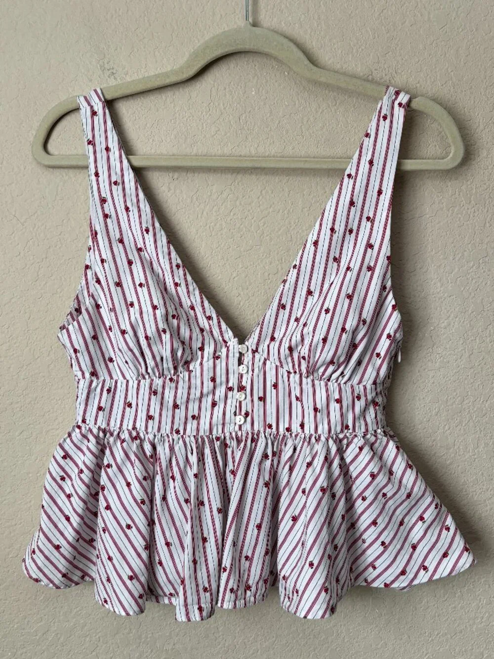 Zara Boho Striped and Ditsy Floral Print Tank Sleeveless Top Poplin